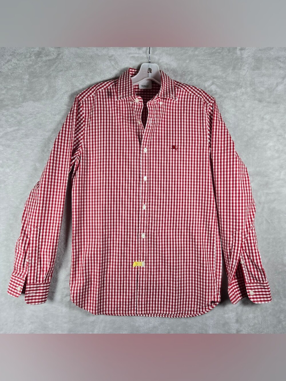 Burberry London Gingham Button Down Mens Medium Check Red White Long Sleeve
